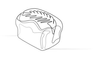 Continuous line art drawing Bread in the form of a baguette Long sandwich bread vector