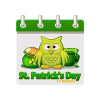 Calendar page for St.Patricks Day with own, bag and pot of potion for your postcard, sticker, design, print or invitation vector