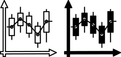 Candlestick Chart Icons. Black and White Illustrations. Chart and Japanese Candlesticks. Displaying Stock and Securities Stock Price Changes. Stock Market Concept vector