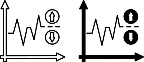 Volatility Icons. Black and White Illustrations. Stock or Securities Price Volatility. Graph, Statistical Financial Indicator. Stock Market Concept vector