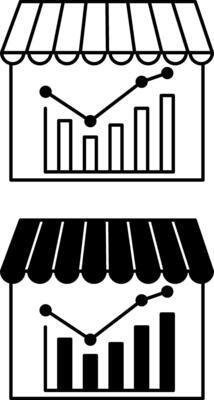 Stock Market Icons. Black and White Illustration. Securities Market. Selling and Buying Stocks on Stock Exchanges
