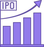 IPO Color Icon. Illustration. Initial Public Sale of Shares of a Joint Stock Company. Rising Chart with Up Arrow. Stock Market Concept vector
