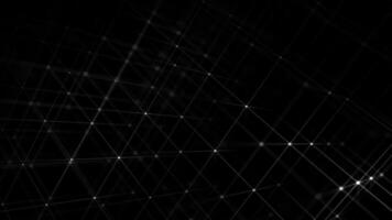 Black and white cubic grid of digital data nodes and flashing information streams. Full HD and looping computer network data connections technology background. video