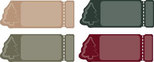 set of simple Christmas multi-colored coupons with a simple Christmas tree icon located on the right side for Christmas and New Year discounts vector