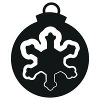 simple black silhouette of a round Christmas ball with a simple Christmas snowflake icon, for a variety of designs vector