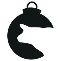 simple black icon of the silhouette of a New Year's ball with an animal silhouette, namely a cow, for various New Year's designs vector