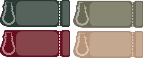 set of various colorful Christmas coupons with simple snowman icons on the right side for various New Year and Christmas discounts vector
