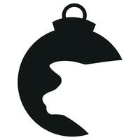 simple black icon of the silhouette of a New Year's ball with an animal silhouette, namely a piglet, for various New Year's designs vector