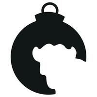 simple black icon of the silhouette of a New Year's ball with an animal silhouette, namely a bull, for various New Year's designs vector