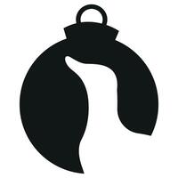 simple black icon of the silhouette of a New Year's ball with an animal silhouette, namely a duck vector