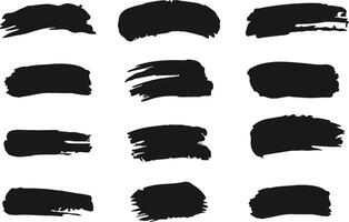 A set of black paint strokes on a white background vector