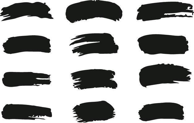 A set of black paint strokes on a white background