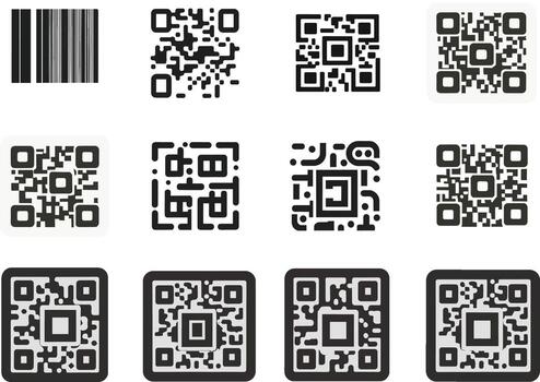 un conjunto de qr codigos en un blanco antecedentes vector