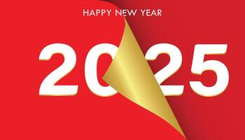 2025 , Happy New Year 2025 greeting card design template. End of 2024 and beginning of 2025. The concept of the beginning of the New Year. The calendar page turns over and the new year begins. vector