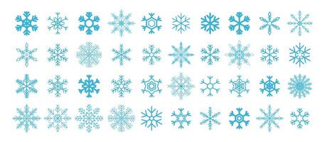 Snowflakes icon set on white background.Snowflake variations icon collection. Winter symbol. Christmas logo sign. vector