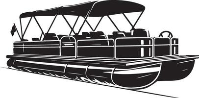Pontoon boat silhouette, black color on background vector