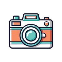 DSLR Line Art Illustration - Minimalist Camera with Lens for Photography Designs vector
