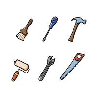 Set of Illustrated Essential Hand Tools Isolated on White Background , Hand Tools vector