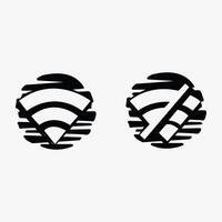 two icons depicting stable and unstable network connections with geometric circles vector