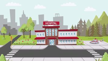 A helicopter brings a patient to the hospital for 2d animation. video