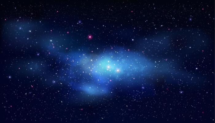 Space Blue Sky Night Background,Starry Night Galaxy with Cloudy and Nebula Sparkle, Beautiful fantasy Universe light of star field and milky way and colourful cosmos stardust