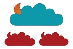 Cloud with Crescent Moon Peeking vector