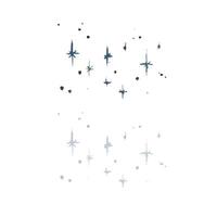Twinkling stars small dark and lights, four-pointed and dotted, cluster of sparkling stars for decoration. Watercolor illustration hand-drawn. Group of elements isolated from background vector