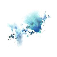 Blue, turquoise paint splashes with a brush, dots, drops, abstract. Watercolor illustration hand-drawn isolated from the background for design, decoration and addition of plots, backgrounds vector