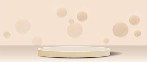 Background with soft bubbles and a circular platform in neutral tones for design purposes. vector