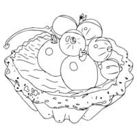 Cupcake with berries in doodle style. vector