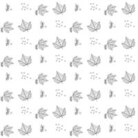Leaves and berries in doodle style. Seamless pattern. illustration. vector