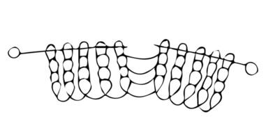 A set of knitting items in doodle style. vector