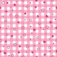 A seamless pattern with pink hearts and Checkered pattern designed for wallpaper or fabric. Valentine's day and Love concept. vector