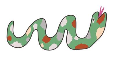 wavy snake in hand drawn style vector