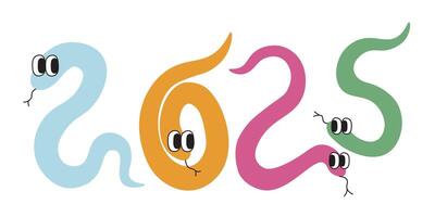 funny colored snakes in 2025 number forms vector