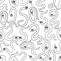 seamless pattern with linear snakes in 2025 number shape in doodle style vector