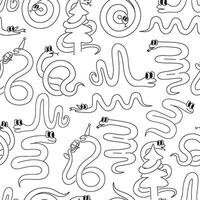 seamless pattern with snakes celebrating new year in doodle style vector