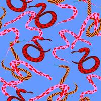 seamless pattern with snakes in hand drawn style vector