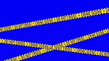 Crime scene do not Cross caution yellow tape warning barricade animation motion graphic isolated Blue screen chroma key background video