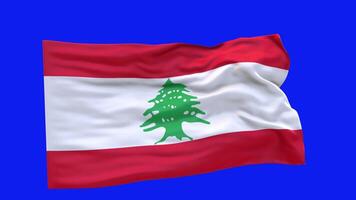 Lebanon Flag 3d render waving animation motion graphic isolated on blue screen chroma key background video