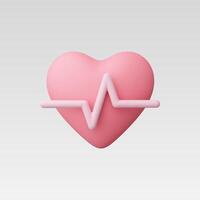 3d Realistic Heart beat pulse illustration vector