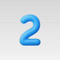 3d Realistic Number Two illustration vector