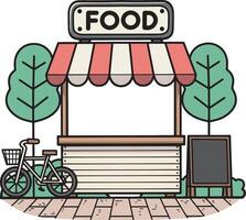 Food stand with bicycle in front design art vector