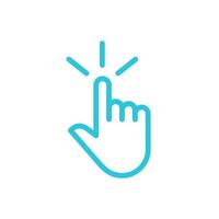 Sensitive touch area icon, clicking finger. Isolated on white background. From blue icon set. vector
