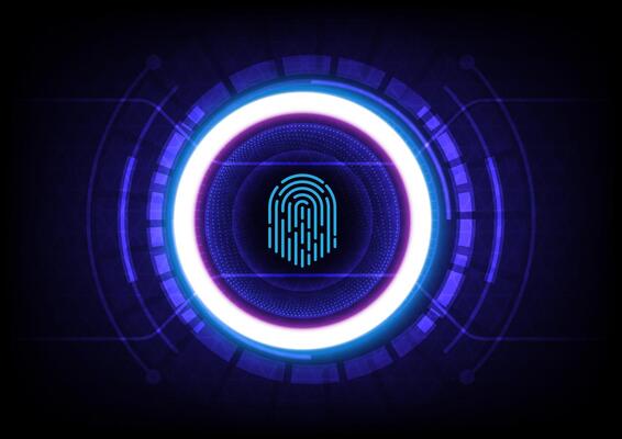 Abstract background with finger print and tech circles
