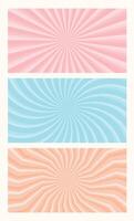 A sunburst background with vibrant, colorful shades, ideal for banners, posters, and promotional materials. Looping animation of swirling stripes, creating a dynamic sunburst light effect vector