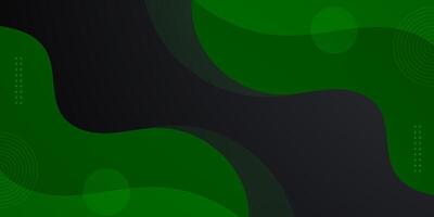 Dark green geometric business banner design. Creative banner design with wave shapes and circle pattern for template. Simple design on dark color horizontal background. vector