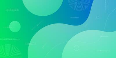 Minimal dynamic blue and green gradient fluid textured background with 3D style wave liquid color pattern. vector