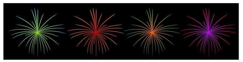 set of fireworks, colorful fireworks, party background, holiday elements vector
