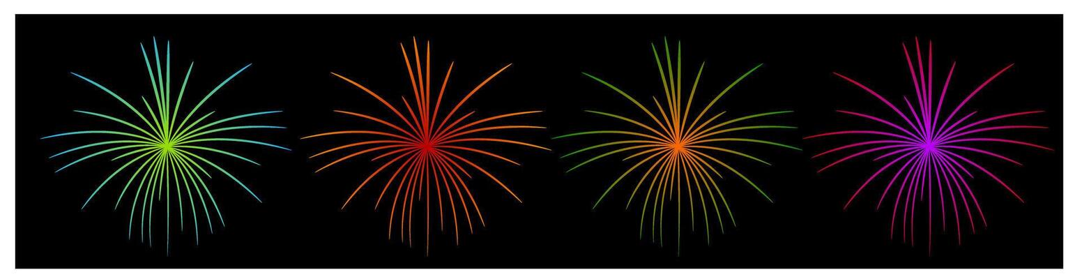 set of fireworks, colorful fireworks, party background, holiday elements